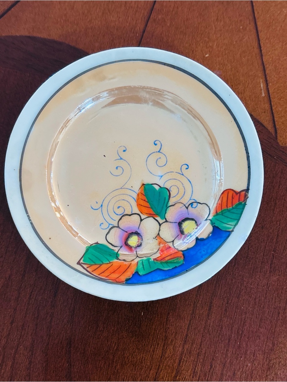 Mini Lusterware Decorative Plate in Cream and Multicolor